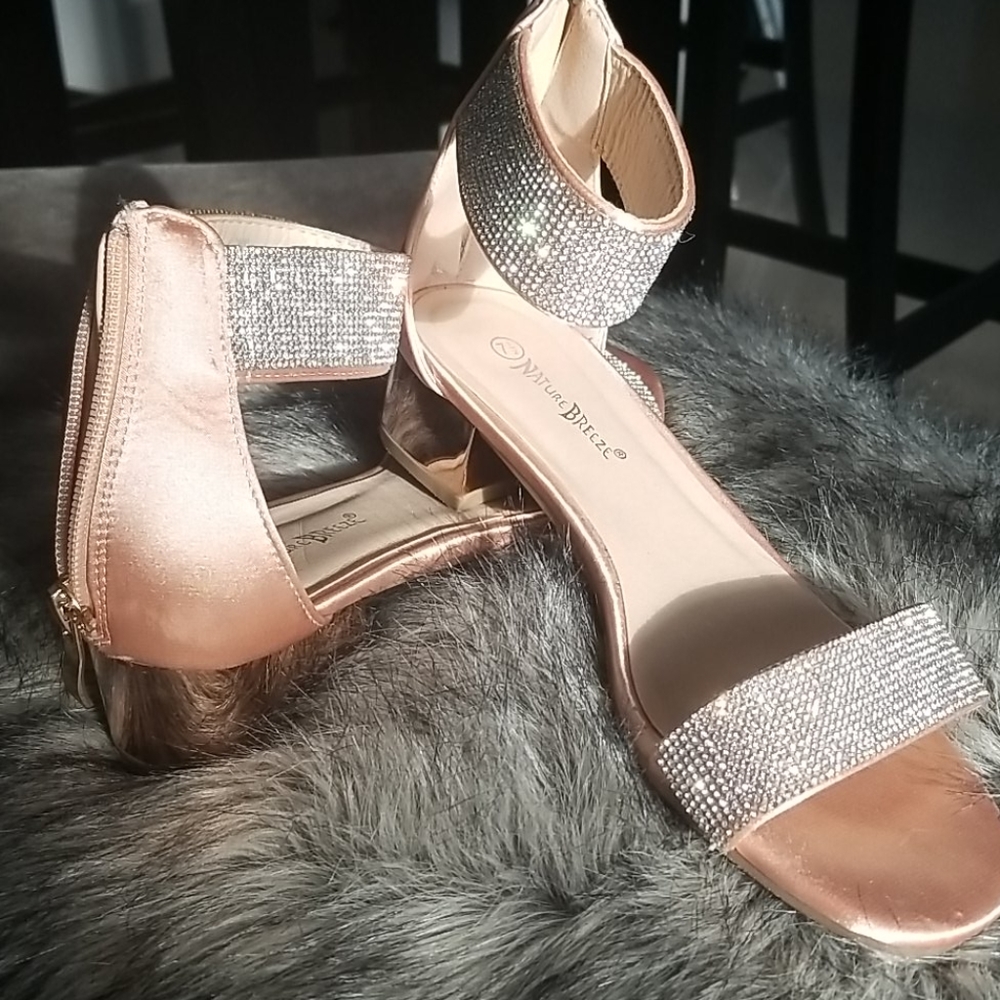 Sandals with a low block heel